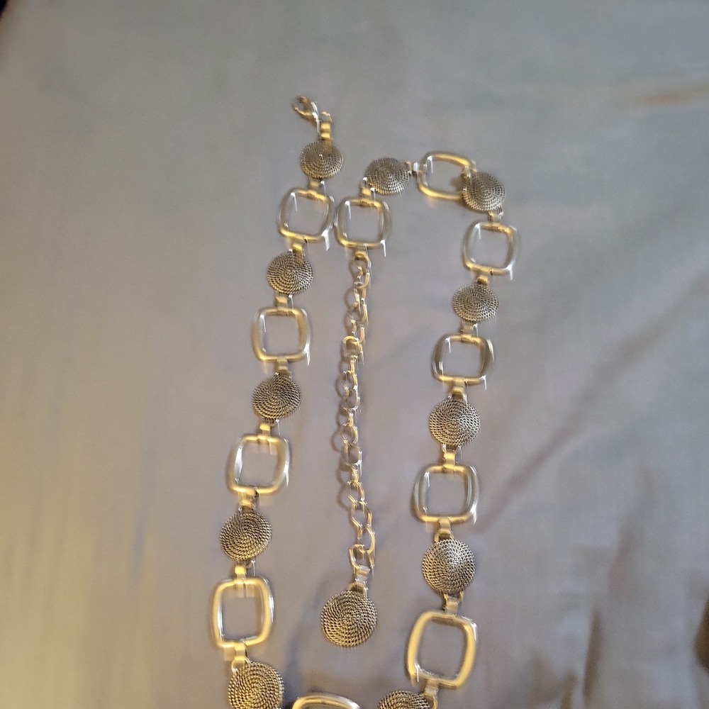 VINTAGE STAINLESS STEEL HEAVY CHAIN LINK BELT ADJUSTABLE 60s 70s ESTATE 44"